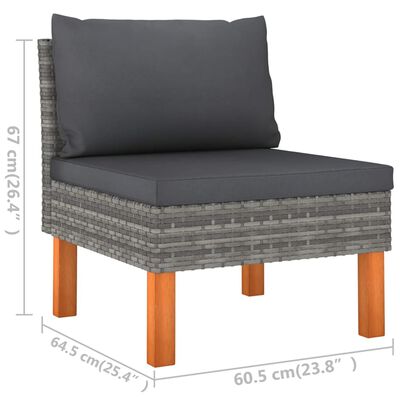 vidaXL 6 Piece Patio Lounge Set with Cushions Poly Rattan Gray