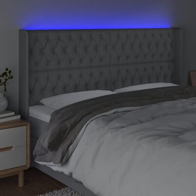 vidaXL LED Headboard Light Gray 72"x6.3"x46.5"/50.4" Fabric