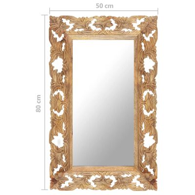 vidaXL Hand Carved Mirror Brown 31.5"x19.7" Solid Mango Wood