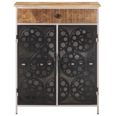 vidaXL Sideboard 23.6"x13.8"x29.5" Rough Mango Wood & Iron