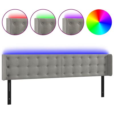 vidaXL LED Headboard Light Gray 79.9"x6.3"x30.7"/34.6" Velvet