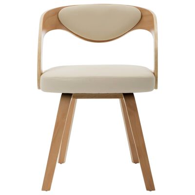 vidaXL Dining Chairs 2 pcs Cream Bent Wood and Faux Leather