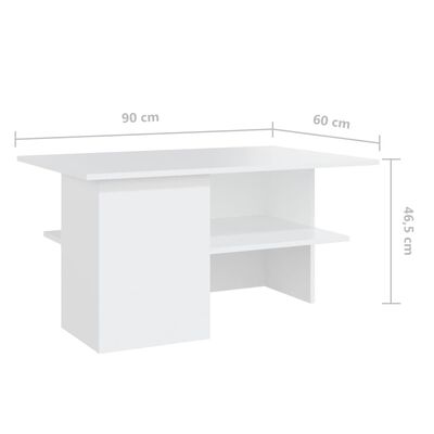 vidaXL Coffee Table White 35.4"x23.6"x18.3" Engineered Wood