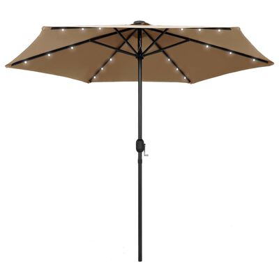 vidaXL Garden Parasol with LED Lights and Aluminum Pole 106.3" Taupe