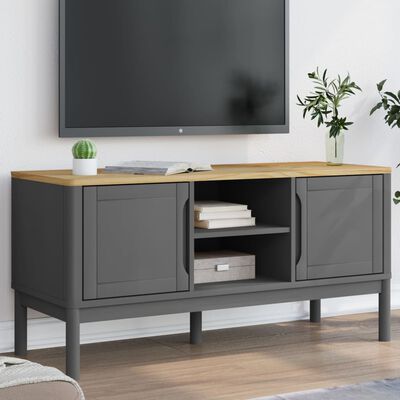 vidaXL TV Stand FLORO Gray 44.9"x16.9"x21.7" Solid Pine Wood