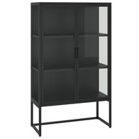 vidaXL Highboard Black 31.5"x13.8"x53.1" Steel and Tempered Glass