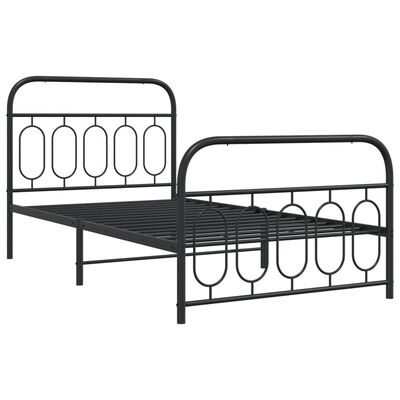 vidaXL Metal Bed Frame without Mattress with Footboard Black 39.4"x78.7"