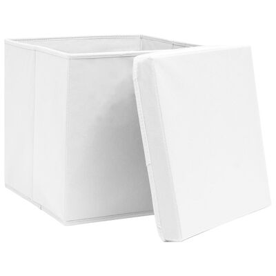 vidaXL Storage Boxes with Covers 4 pcs 11"x11"x11" White