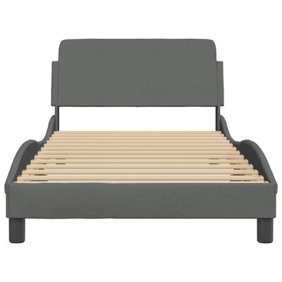 vidaXL Bed Frame with Headboard Dark Gray 39.4"x79.9" Twin XL Fabric