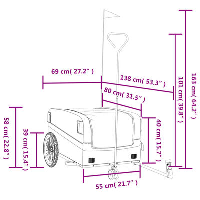 vidaXL Bike Trailer Black and Gray 99.2 lb Iron