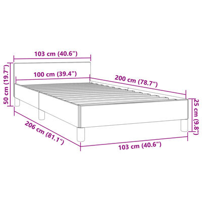 vidaXL Bed Frame with Headboard Dark Gray 39.4"x79.9" Twin XL Fabric