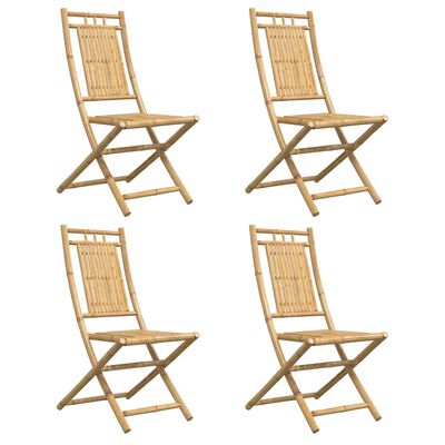 vidaXL Folding Patio Chairs 4 pcs 18.1"x26"x39" Bamboo