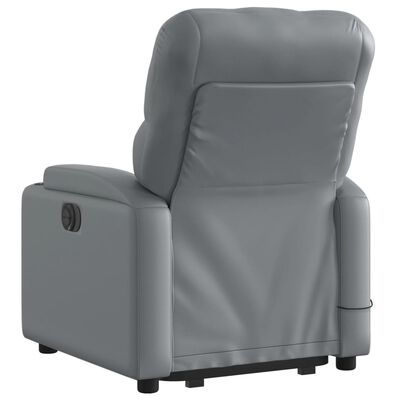 vidaXL Electric Stand up Massage Recliner Chair Gray Faux Leather