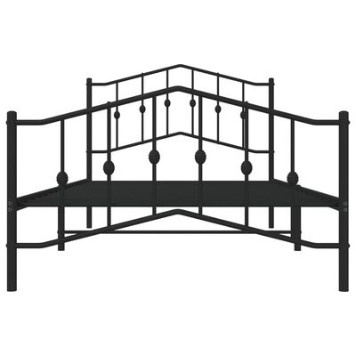 vidaXL Metal Bed Frame without Mattress with Footboard Black 39.4"x78.7"