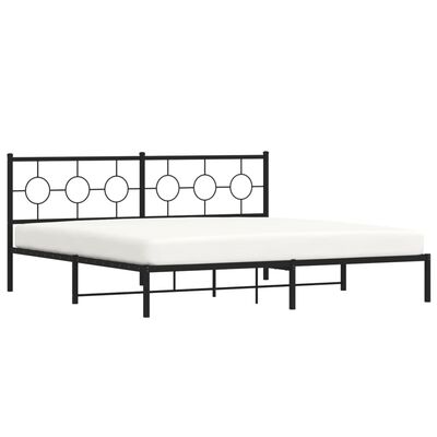 vidaXL Metal Bed Frame without Mattress with Headboard Black 76"x79.9"