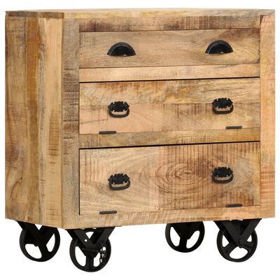 vidaXL Side Cabinet with Wheel 27.6"x15.7"x29.5" Solid Mango Wood