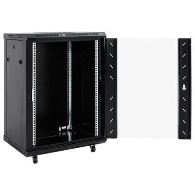 vidaXL 15U Network Cabinet 19" IP20 Black 20.9"x15.7"x31.5"