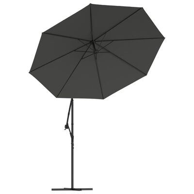 vidaXL Cantilever Garden Parasol with LED Lights and Steel Pole 118.1" Anthracite