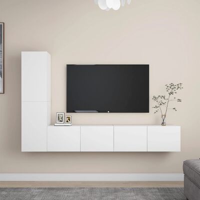 vidaXL 4 Piece TV Stand Set White Engineered Wood