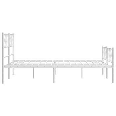 vidaXL Metal Bed Frame with Headboard and Footboard White 53.1"x74.8"