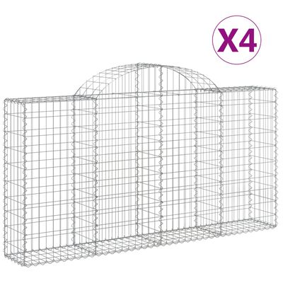 vidaXL Arched Gabion Baskets 4 pcs 78.7"x11.8"x39.4"/47.2" Galvanized Iron