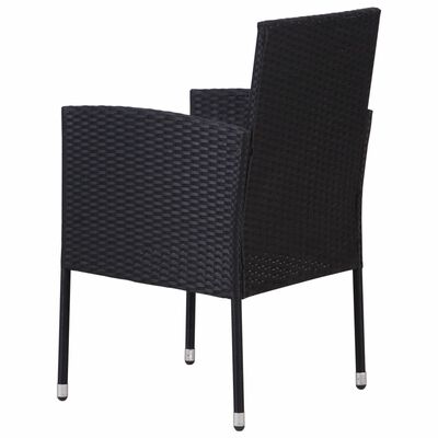 vidaXL Patio Chairs with Cream White Cushions 4 pcs Black Poly Rattan