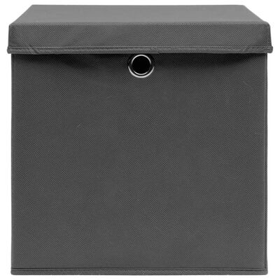 vidaXL Storage Boxes with Lids 4 pcs Gray 12.6"x12.6"x12.6" Fabric