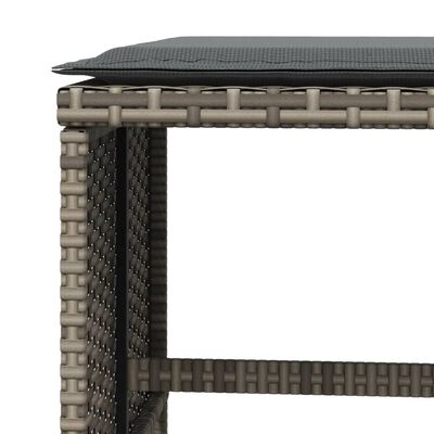 vidaXL Patio Stools with Cushions 4 pcs Gray 15.7"x15.7"x13.8" Poly Rattan