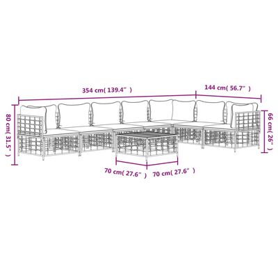 vidaXL 8 Piece Patio Lounge Set with Cushions Anthracite Poly Rattan