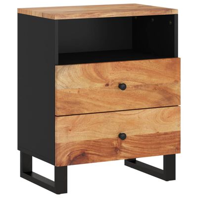 vidaXL Bedside Cabinet 19.7"x13"x24.4" Solid Wood Acacia&Engineered Wood