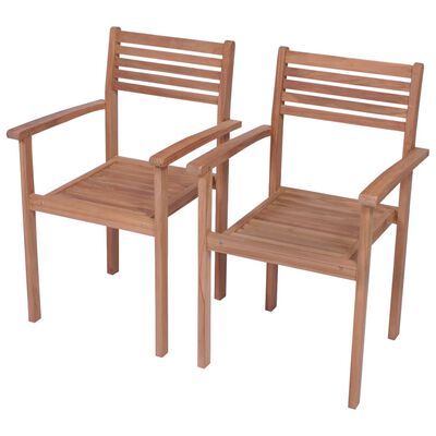 vidaXL Patio Chairs 2 pcs with Beige Cushions Solid Teak Wood