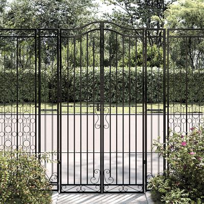 vidaXL Garden Gate Black 47.6"x3.1"x70.9" Wrought Iron