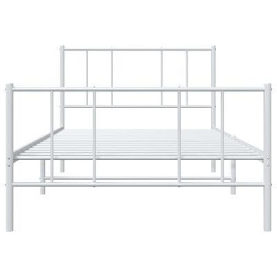 vidaXL Metal Bed Frame without Mattress with Footboard White 39.4"x78.7"