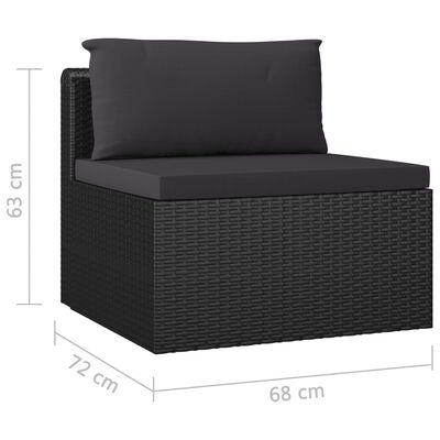 vidaXL 7 Piece Patio Lounge Set with Cushions Poly Rattan Black