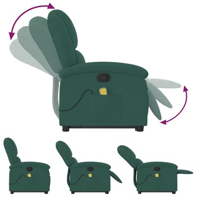 vidaXL Stand up Massage Recliner Chair Dark Green Velvet