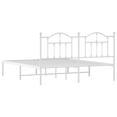 vidaXL Metal Bed Frame without Mattress with Headboard White 72"x83.9"