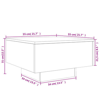 vidaXL Coffee Table Brown Oak 21.7"x21.7"x12.2" Engineered Wood