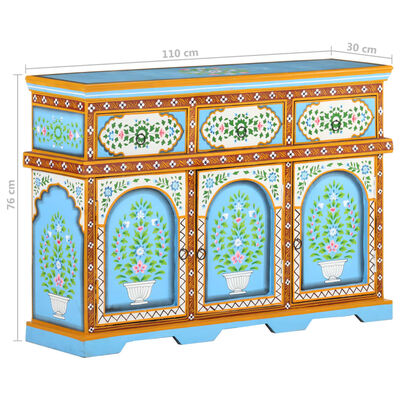 vidaXL Hand-Painted Sideboard Multicolor 43.3"x11.8"x29.9" Solid Mango Wood