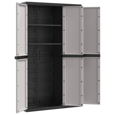 vidaXL Outdoor Storage Cabinet Gray and Black 38.2"x14.6"x65" PP