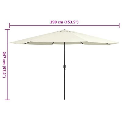 vidaXL Garden Parasol with Metal Pole 153.5" Sand White