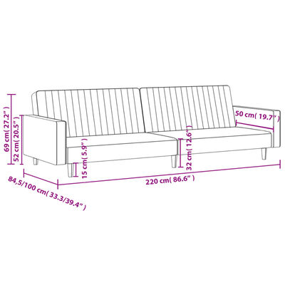 vidaXL 2-Seater Sofa Bed Black Velvet