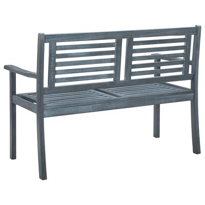 vidaXL 2-Seater Patio Bench 47.2" Gray Solid Eucalyptus Wood