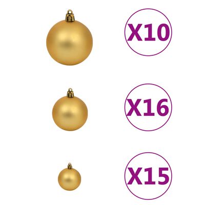 vidaXL Artificial Hinged Christmas Tree 300 LEDs & Ball Set 82.7"