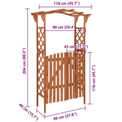 vidaXL Pergola with Gate 45.7"x15.7"x80.3" Solid Firwood