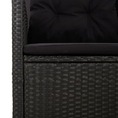 vidaXL 3 Piece Patio Lounge Set with Cushions Black Poly Rattan