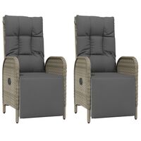 vidaXL Patio Reclining Chairs with Cushions 2 pcs Poly Rattan Gray