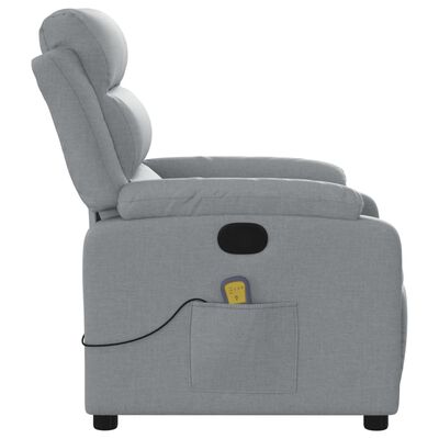 vidaXL Massage Recliner Chair Light Gray Fabric