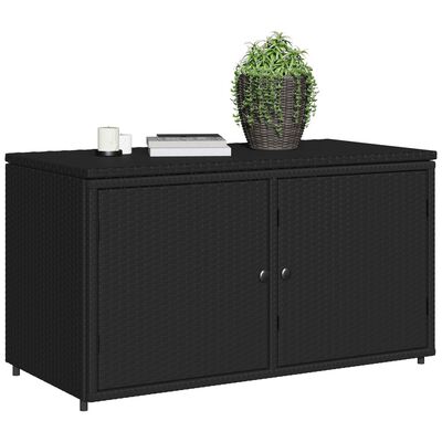 vidaXL Patio Storage Cabinet Black 43.3"x21.7"x23.8" Poly Rattan