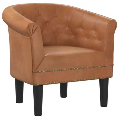 vidaXL Tub Chair Brown Faux Leather