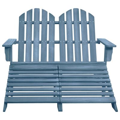 vidaXL 2-Seater Patio Adirondack Chair&Ottoman Fir Wood Blue